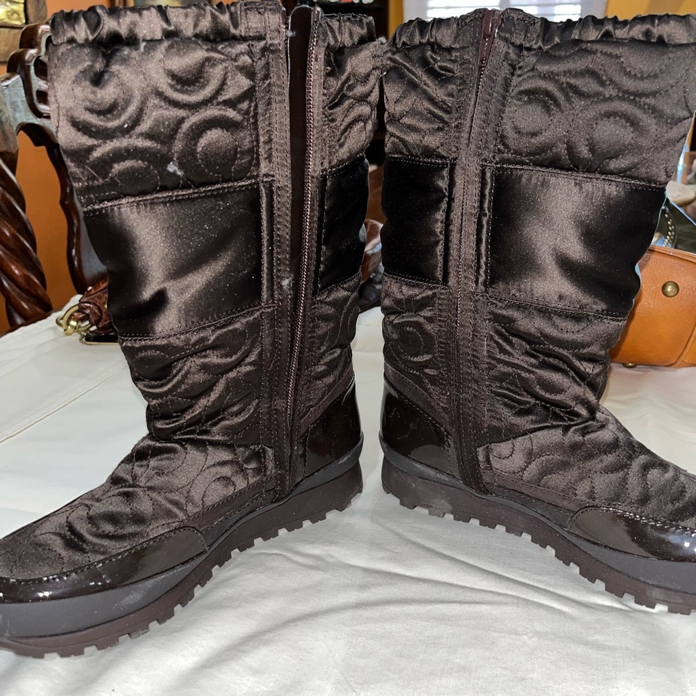 Coach Women's Quilted Dark Brown Winter Boots - Picture 3 of 7